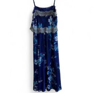 Twelfth Street by Cynthia Vincent Silk Blue Floral Maxi Dress Size Medium